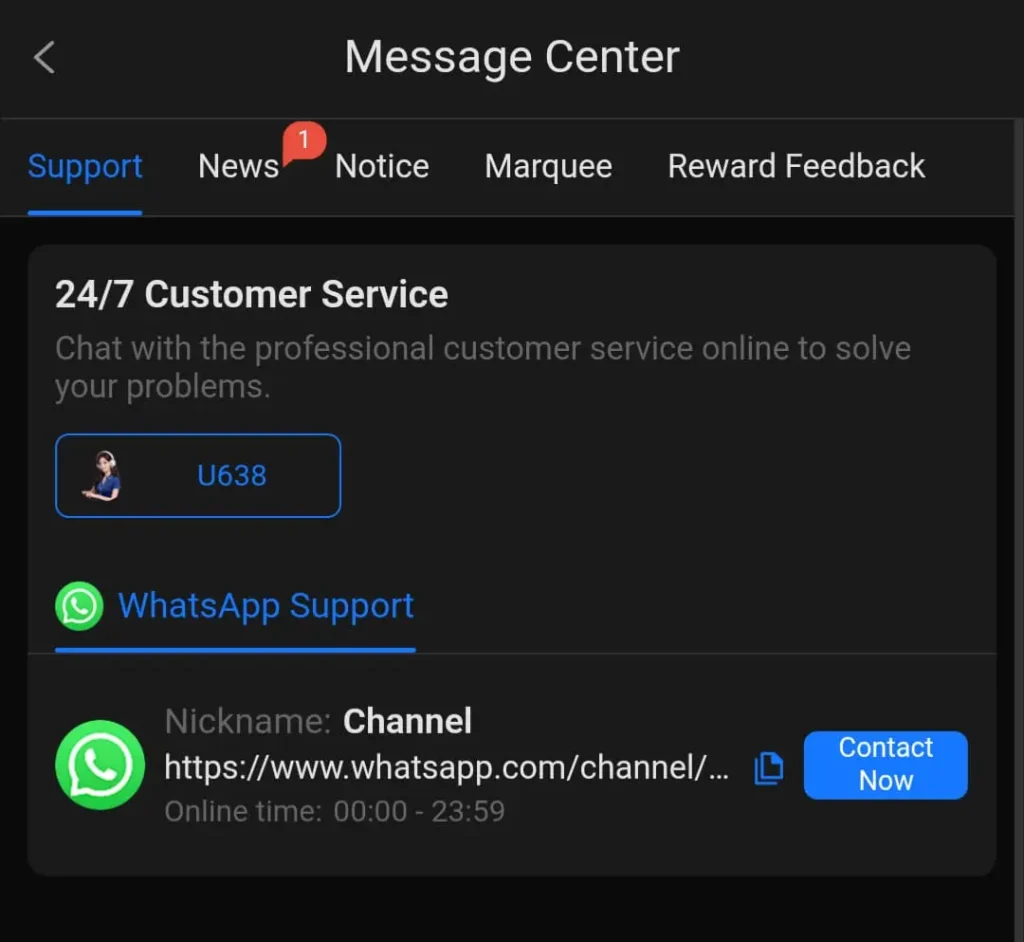 U638 Game Customer Service Image