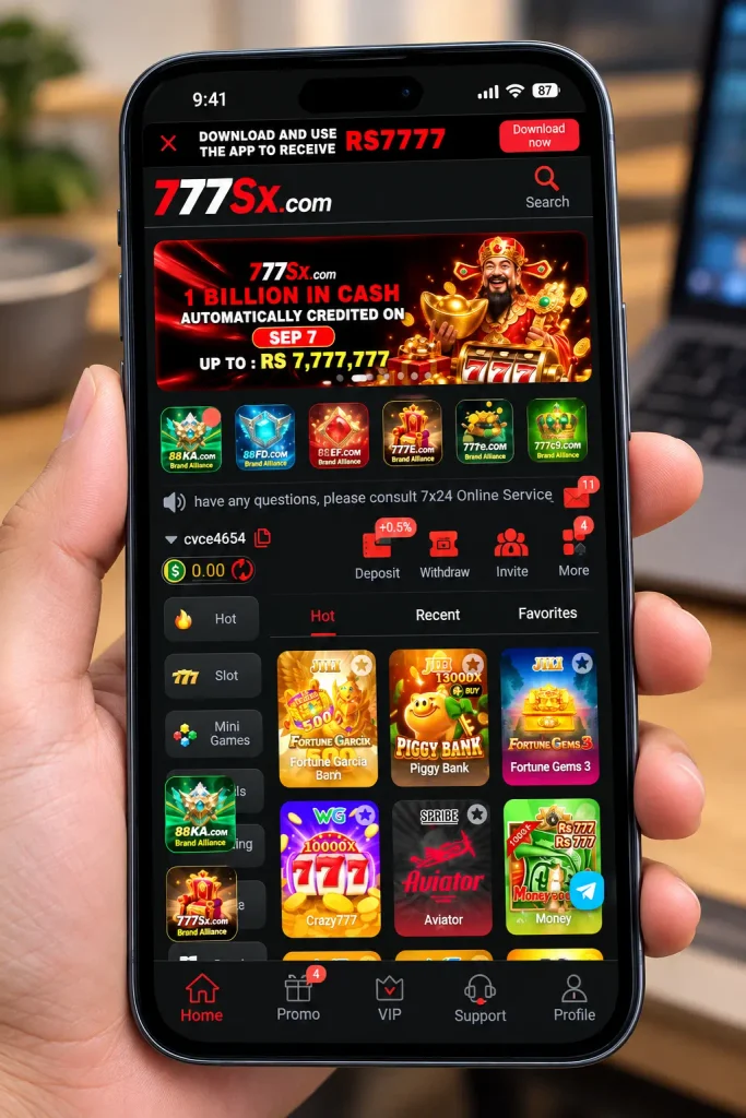 777SX Game front screen view